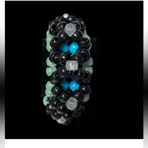 Elegant Beaded Bracelet - Black, Blue, and Green
